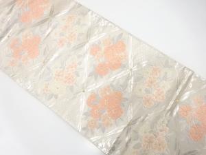 アンティーク　格子に花模様織り出し袋帯（材料）